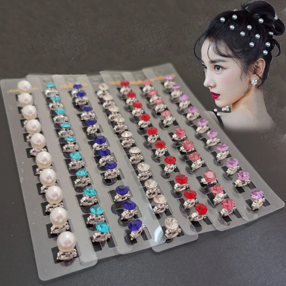 10Beads Fashion Women Hair Claws Clamp Rhinestone Small Hair Clips Girls Hair Accessories Bridal Wedding Jewelry Headwear 4