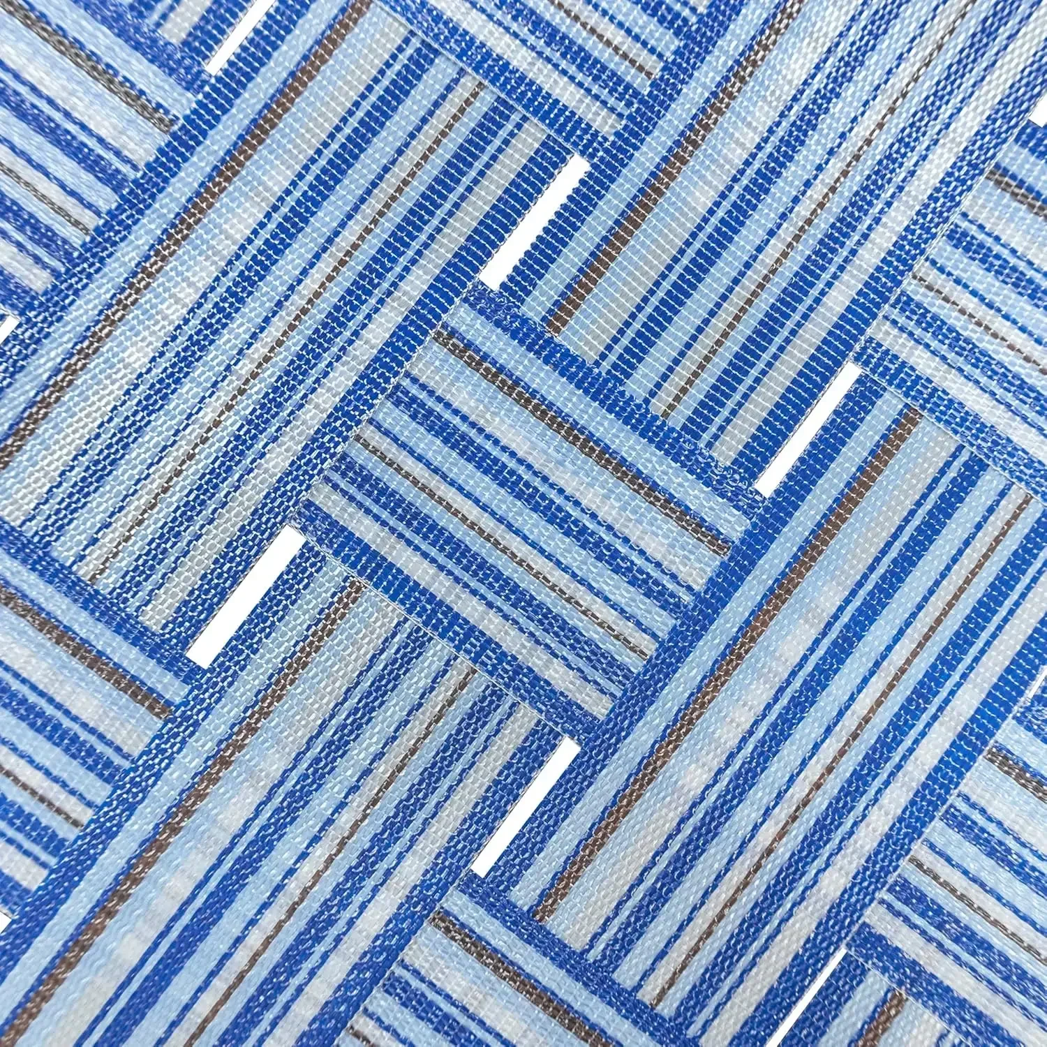 --NewGrey Steel Frame Adjustable Folding Chaise Lounger, Outdoor Patio Chair with Blue Woven Backrest and Arm Rests (Pack of