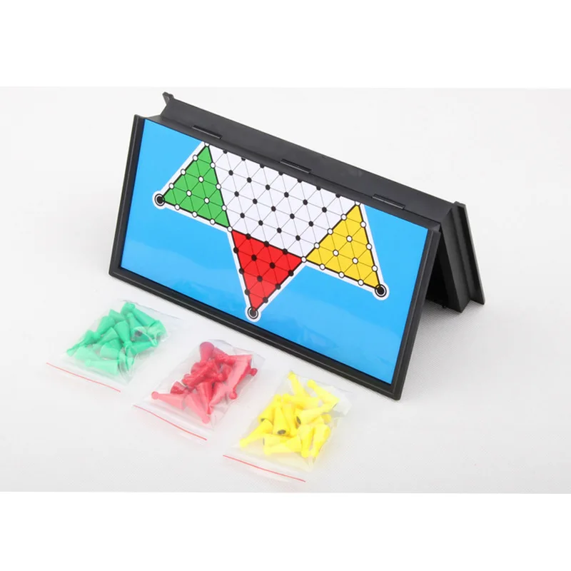Stern-Halma Checkers Game Big Size Boutique Hexagonal Checkers 6 color portable folded Chinese Puzzle Educational Toys