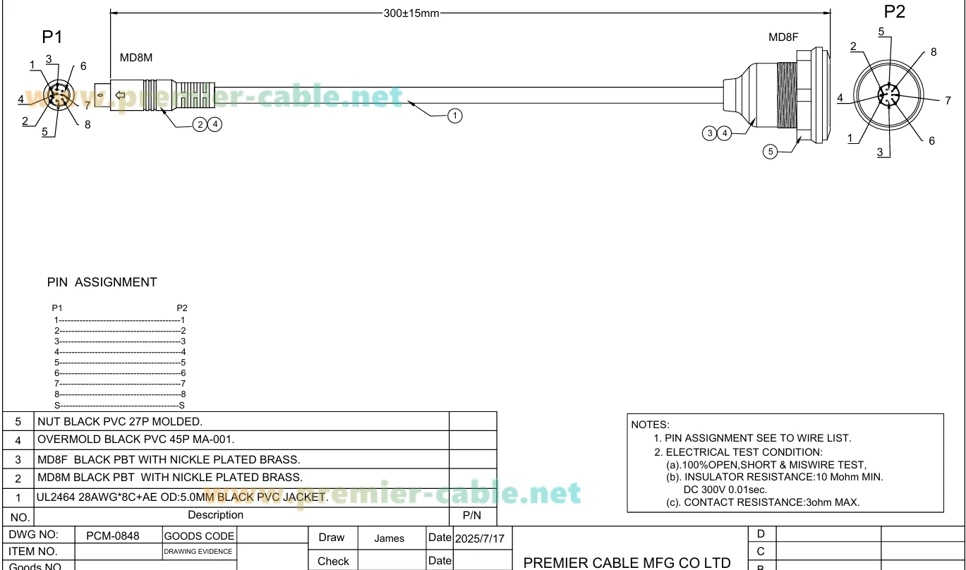 Mini DIN 8-poliges Stecker auf Buchse-Verlängerungskabel, bündige Plattenmontage, Mini-Din-8-Kern-Audio-S-Video-Kabel für Rundfunk, Aufnahme von Studios – Detail 1