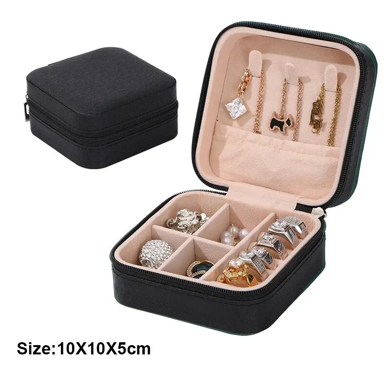 jewelry storage box 1pc Portable Jewelry Storage Box Home Travel Earrings Necklace Ring Mini Layered Display Case