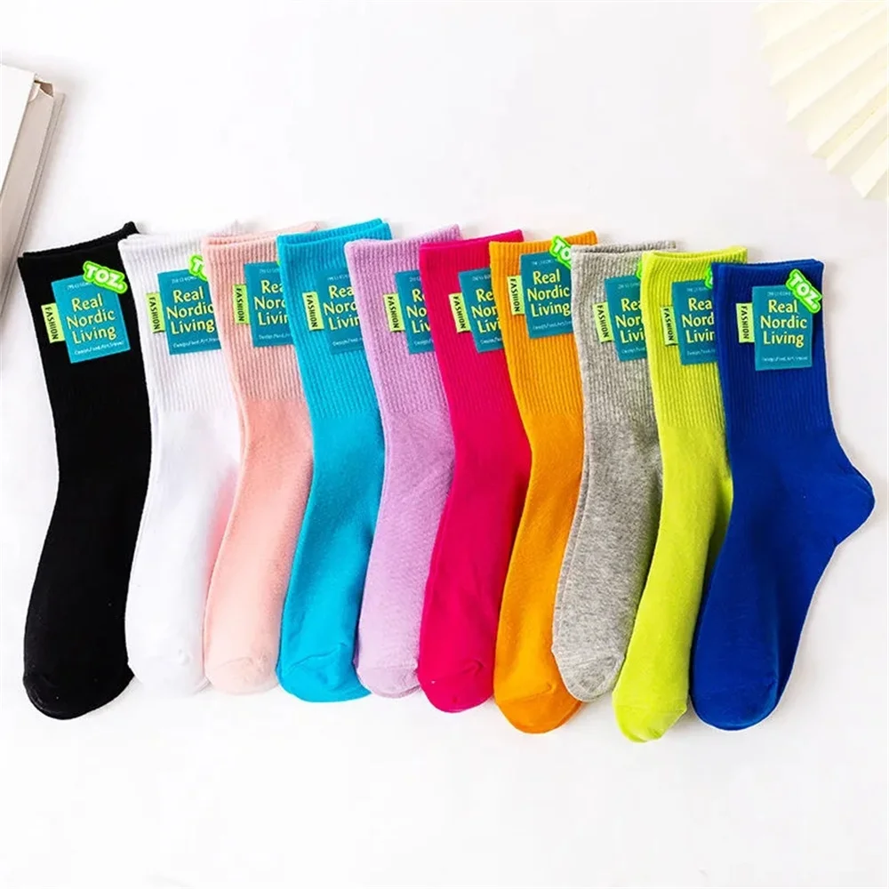 

Labeling socks medium tube socks candy color stockings sports men's and women's pure cotton socks