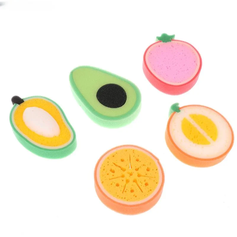 

Cute Bath Sponge Fruit Shaped Body Cleaning Sponge Cartoon Bath Sponge Bathroom Supplies Shower Brush Bath Tools For Kids Adult