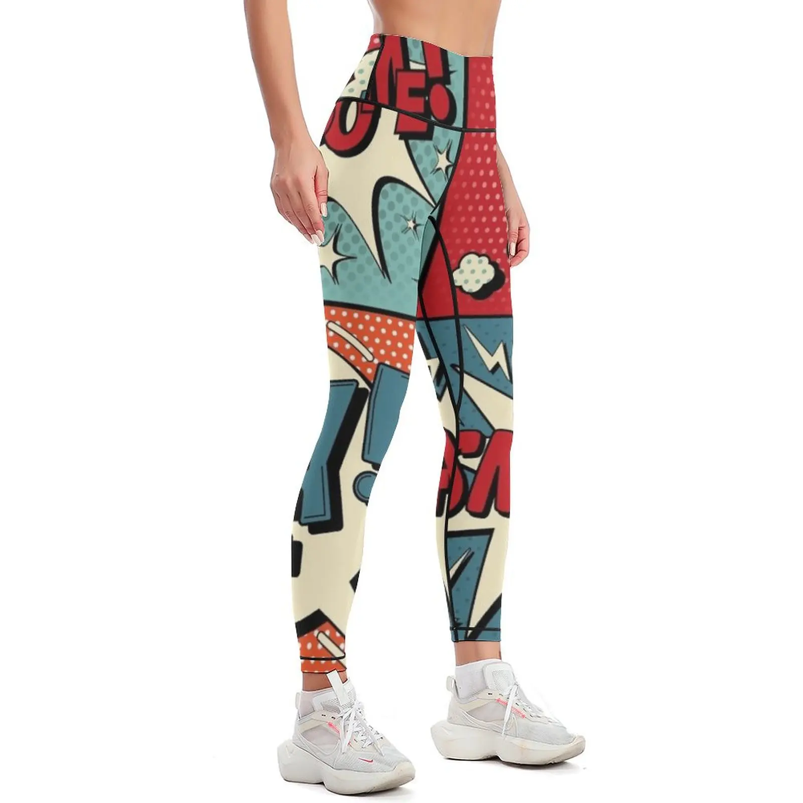 Set of Comics Bubbles in Pop Art Style. Expressions Awesome, Hey, Smack, Zzz Leggings gym clothing Sweatpants Womens Leggings