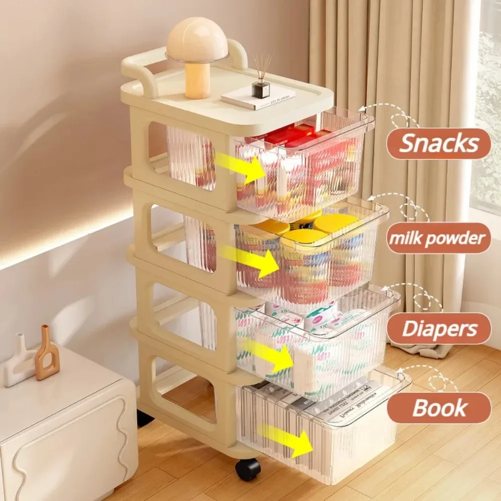 Transparent Trolley Drawer-Type Multi-Layer Acrylic Household Mobile Kitchen Storage Rack Space Save Snack Rack Trolley