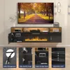 Floating TV Stand with Fireplace, 70" Floating TV Stand Wall with 36" Fireplace, Black Floating Electric Fireplace TV Stand 2