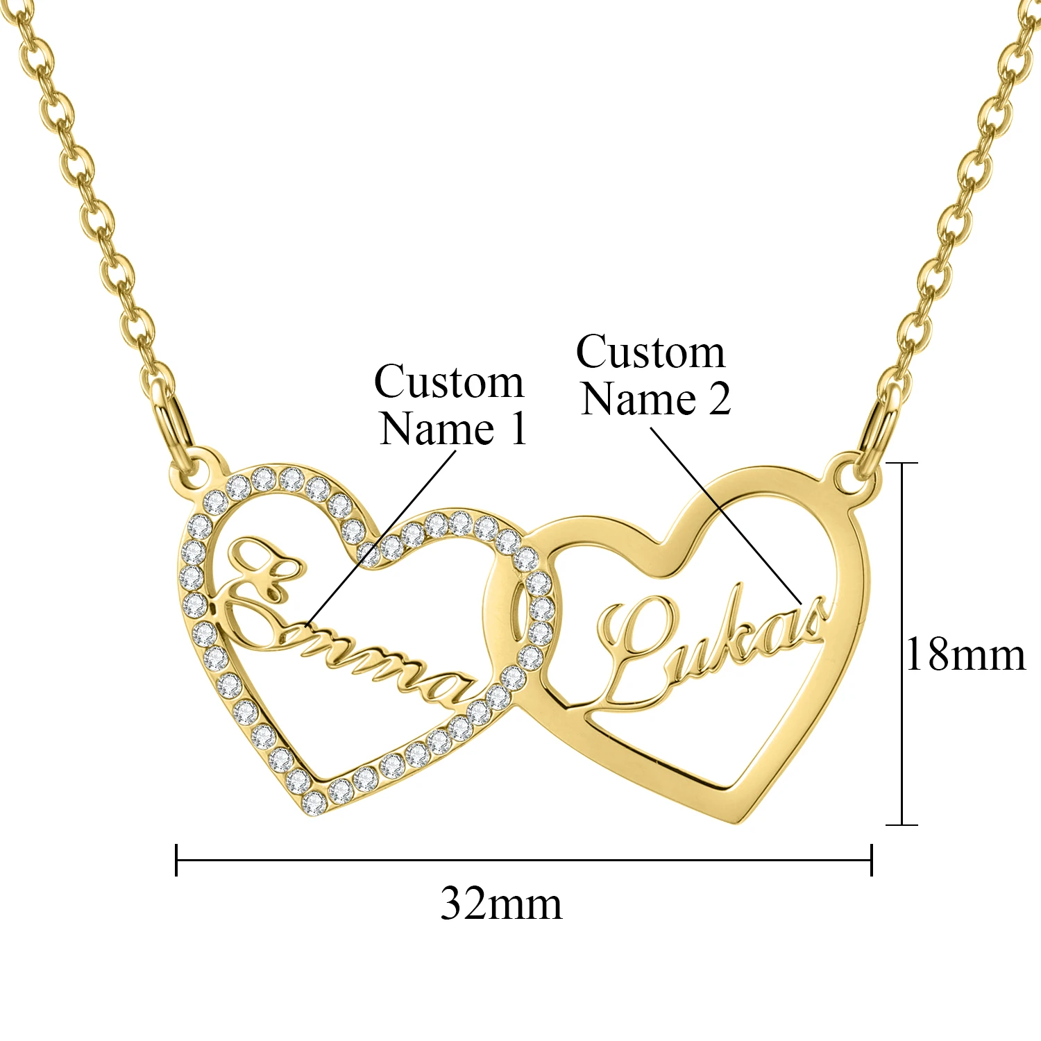Custom Heart Necklace With Name Personalized Name Necklace Iced Out Chain Crystal Name Pendant Jewelry For Women Gifts