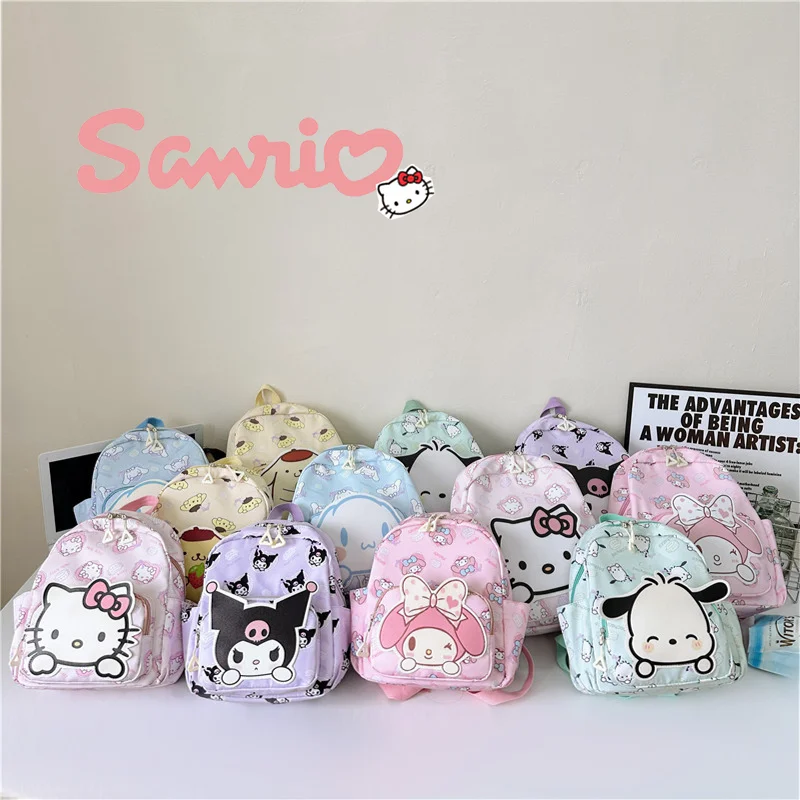 

Sanrio мультфильм Kuromi Kitty Melody рюкзак Милая Y2k Холщовая Сумка на плечо легкая вместительная детская школьная сумка Рождественский подарок
