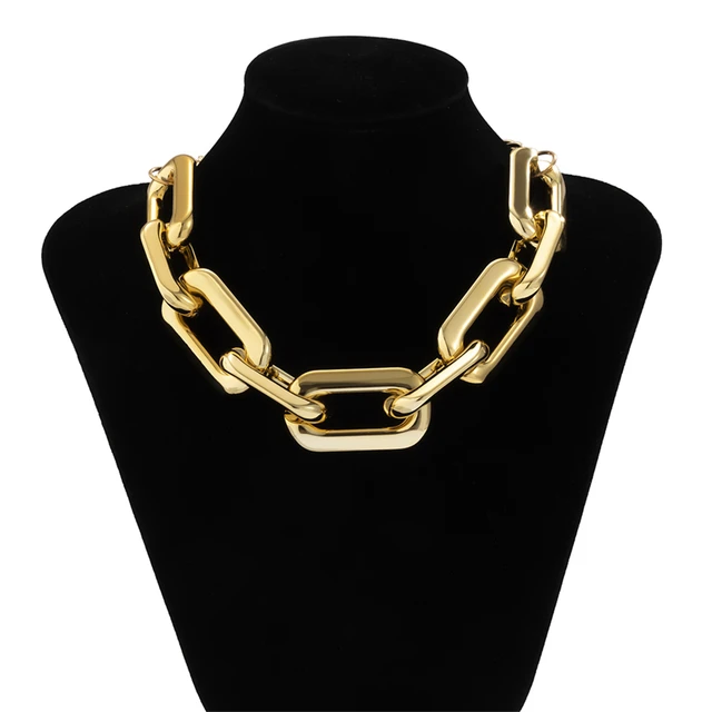 Lacteo Punk Multi Layered Golden Chain Choker Necklace Jewelry for Women Hip Hop Big Thick Chunky Clavicle Chain Charm Necklace LC3171527