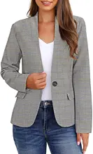 Women's Business Casual Pockets Work Office Blazer Back Slit Jacket Suit