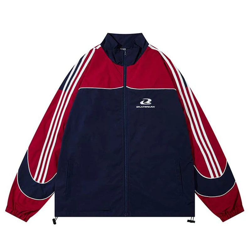 

Куртка в стиле пэчворк для мужчин и женщин, куртка с воротником-стойкой, цветная блочная уличная одежда для колледжа, повседневные японские куртки в стиле Харадзюку, весна-осень