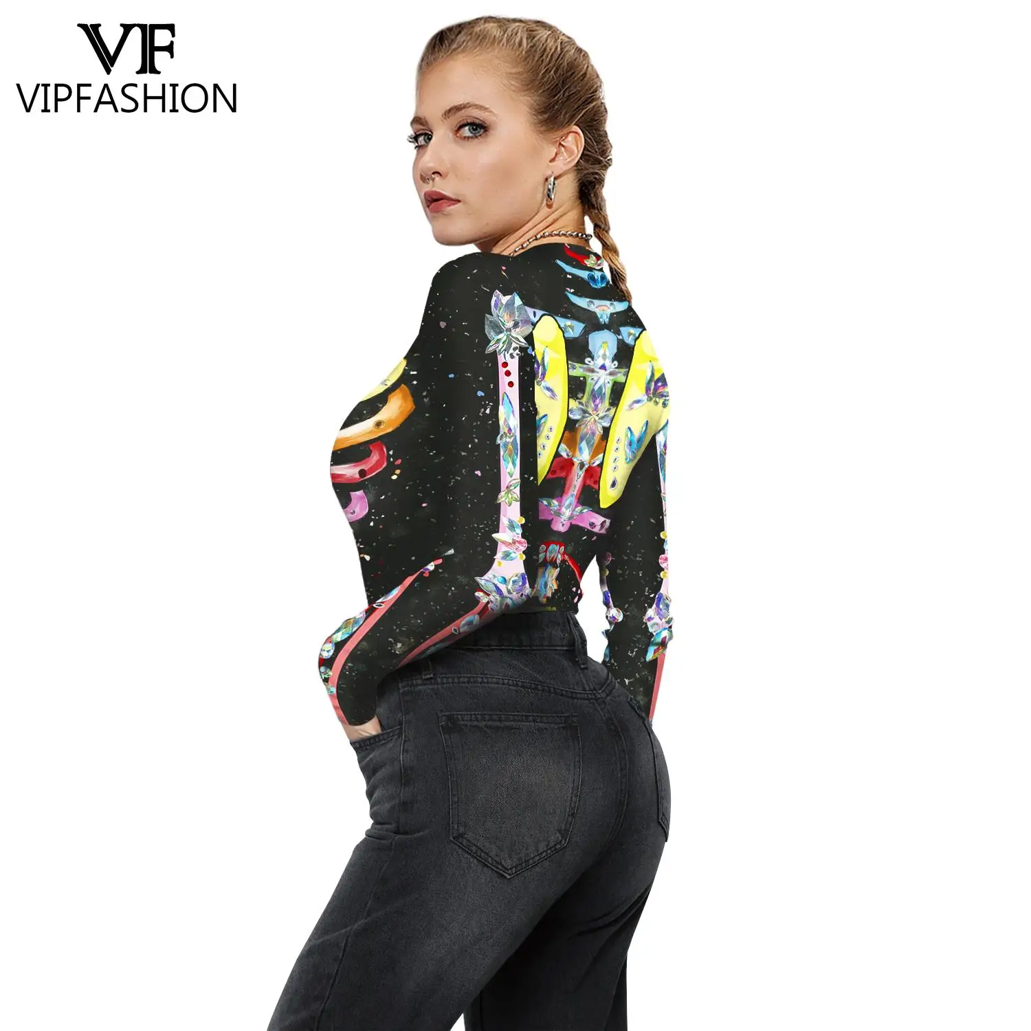 VIP FASHION Women Scary Skeleton Ghost Punk Print Halloween Long Sleeve Zentai Bodysuit Catsuit Sexy Swimsuits Cosplay Costumes
