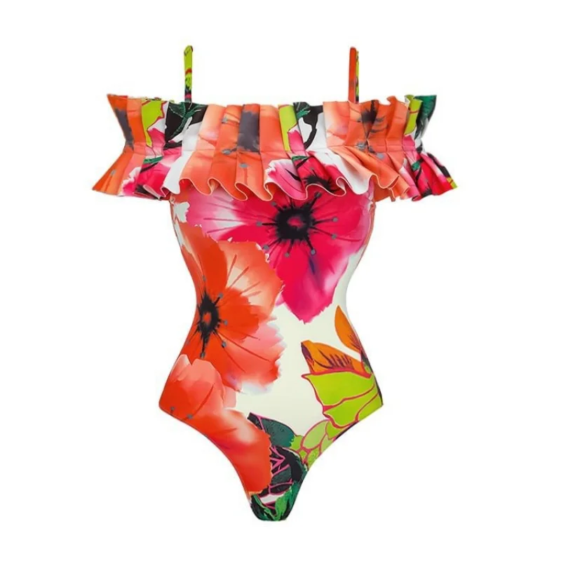 2024New Sexy One Piece Swimsuit Retro Hot Spring SwimsuitbikiniChiffon Beach Skirt Set Wholesale
