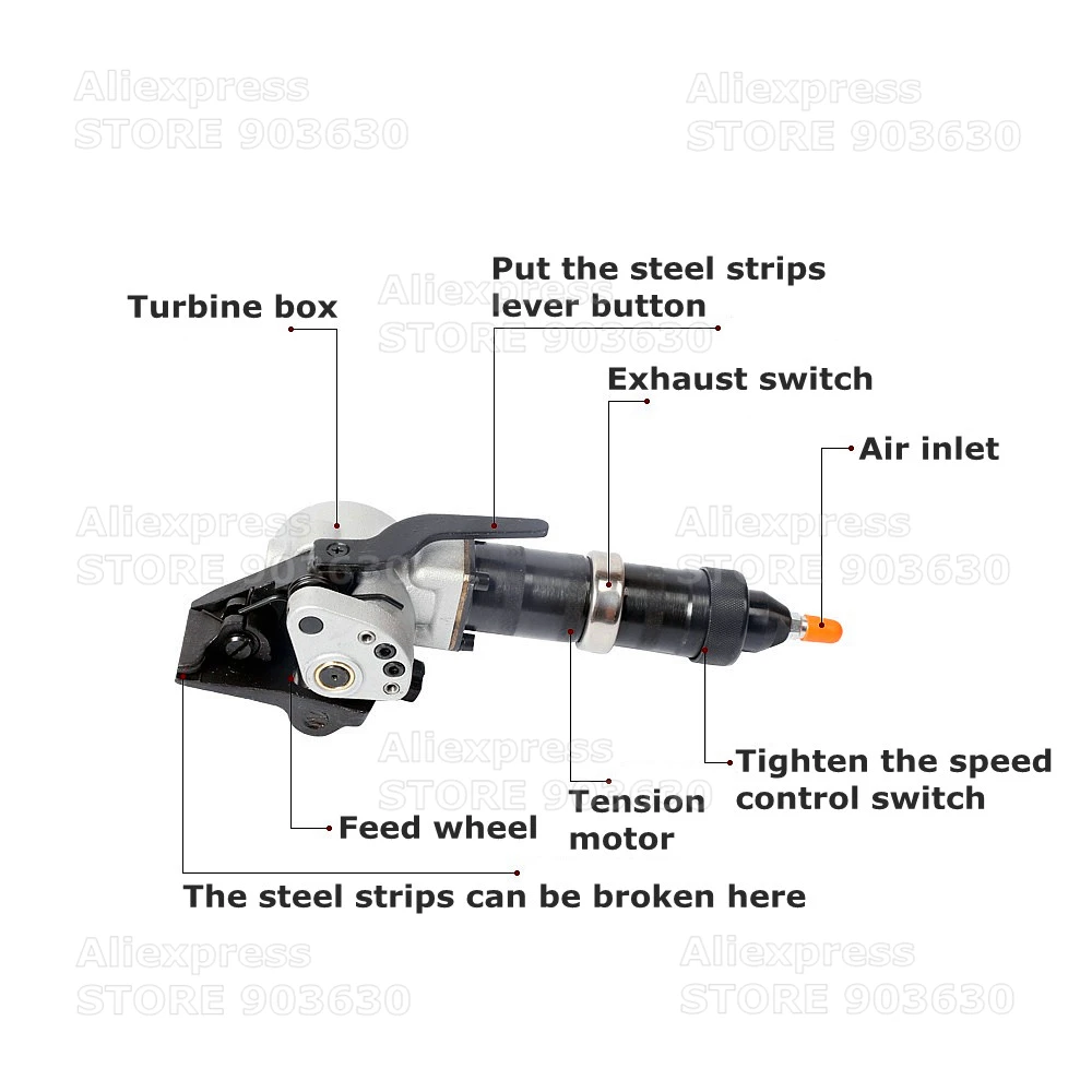 Pneumatic Steel Strapping Machine Split Strapping Tool Manual Metal Banding Machine Steel Tensioner Packing