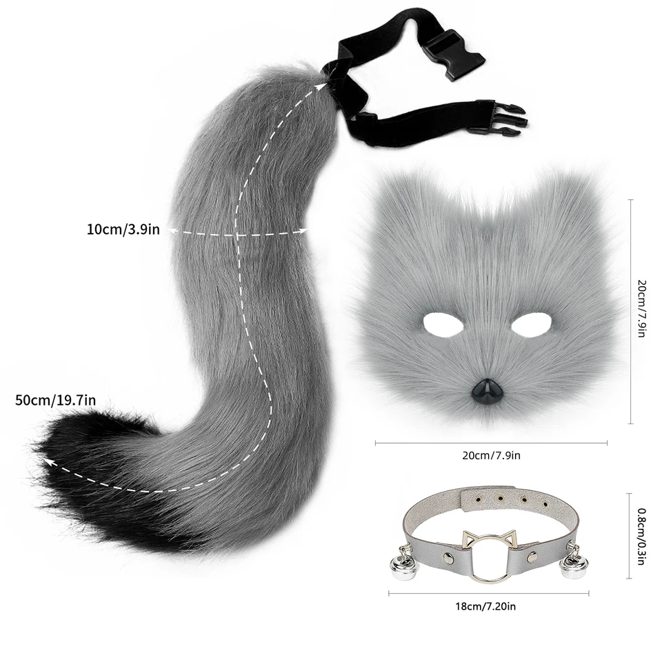Costumi Cosplay di Animali in Pelliccia Sintetica, Gatto, Volpe, Lupo