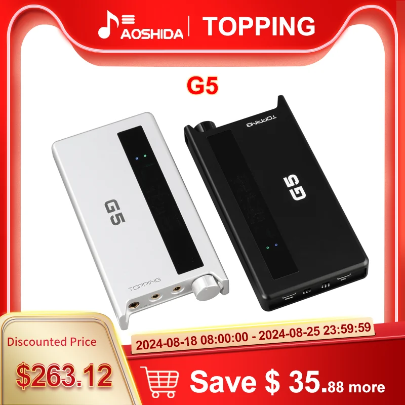 TOPPING G5 Portable DAC AMP Hi-res Headphone Amplifier ES9068AS LDAC Audio USB DAC Bluetooth NFCA Headphone AMP DSD512 768kHz