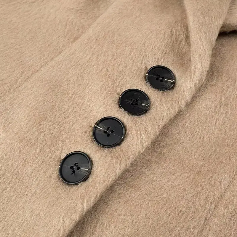 Streetwear Long Hairy Shaggy Blazer Boyfriend Vintage Women Front Pockets Loose Oversized Suit Fashion Coat Pink 4 colors
