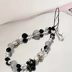 Floral Heart Beaded Phone Charm Strap - Trendy Wristlet Accessory (1)