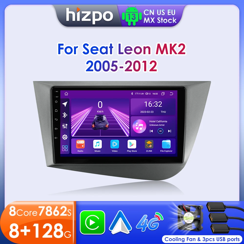 Hizpo 8G+128G Android Radio For Seat Leon 2 MK2 2005 - 2012 Car