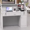 Reception Desk with Counter, Modern Front Table Equipped Lockers & Storage Shelves, 48-inch Checkout Counter with DIY Stripe 2