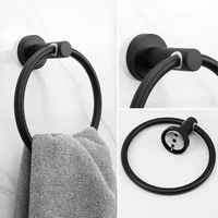 ชุดห่วงแขวนผ้าเช็ดตัวในห้องน้ำ 3 ชิ้น พร้อมตะขอแขวนผ้าเช็ดตัว 2 อัน ติดผนัง สีดำ อุปกรณ์ฮาร์ดแวร์สำหรับห้องน้ำ 4