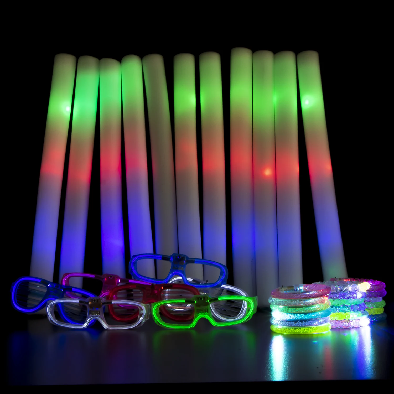 10/20/30pcs LED Foam Stick 3 Modes Multicolor Flashing Batons Red, Blue,  Green Cheering Glow