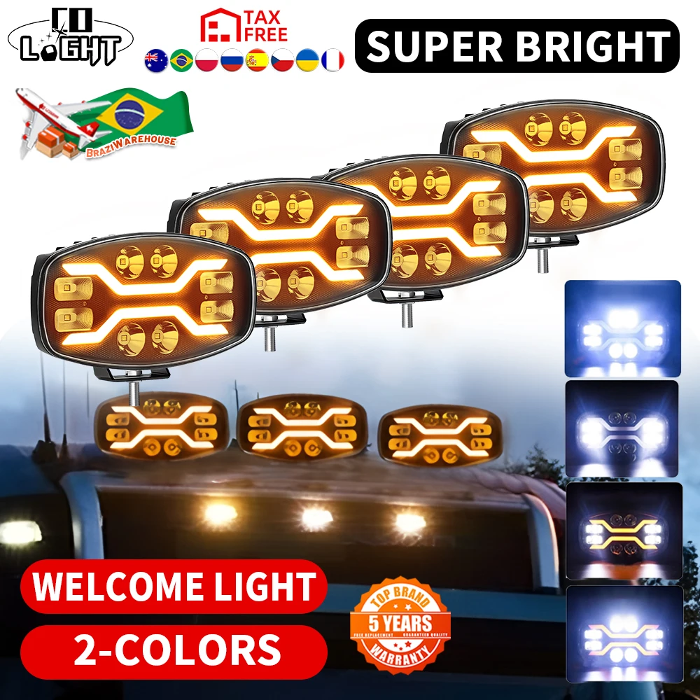 CO LIGHT 10 Inch LED Work Light 40000LM Off road Headlight Spotlight Truck Auxiliary Square Car Driving Welcome White Yellow