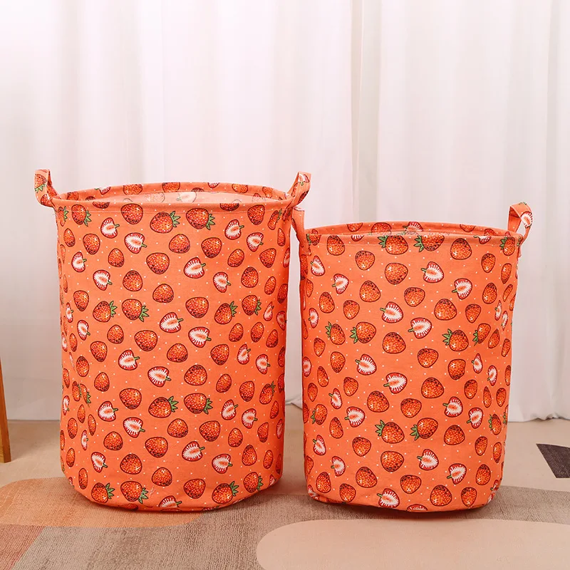 

Cute Print Laundry Basket Portable Foldable Home Laundry Storage Bag Cotton Linen Hamper For Kids Toys Dirty Clothes Basket