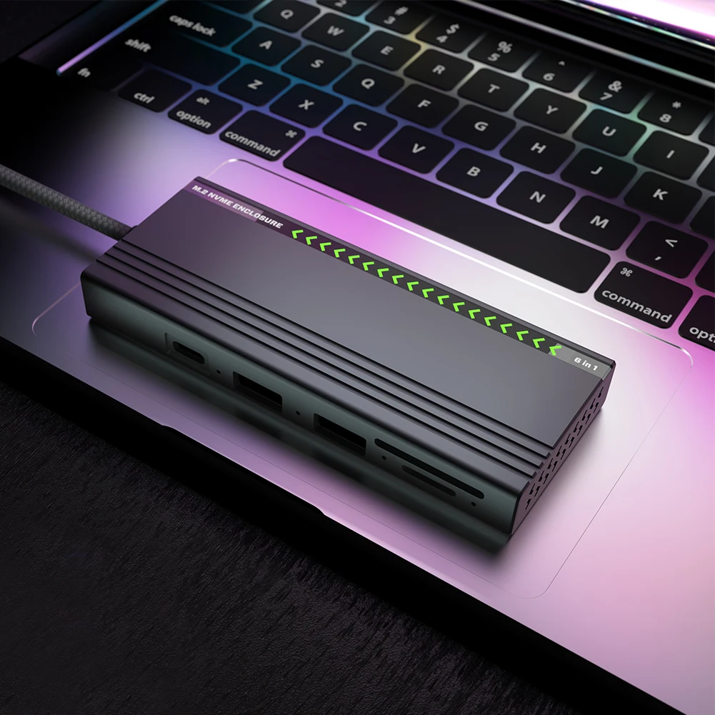 노트북용 M.2 NVMe SATA 하드 드라이브 케이스, C타입 독, 10Gbps 솔리드 스테이트 드라이브, PD100W, 2 USB 2.0 포트, SD/TF 카드 슬롯