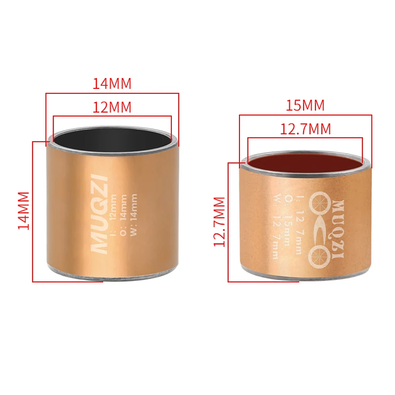 MUQZI 자전거 충격 흡수 장치 부싱 MTB 후면 서스펜션 충격 흡수 장치 부싱 ID 12.7mm 12mm OD 15mm 14mm 자전거 충격 부품