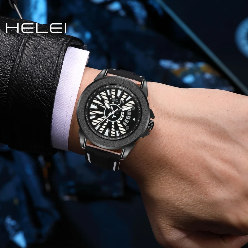 HELEI2024 new fashion trend hot models heart architect series multi-function quartz men's quartz watch men's waterproof wristwat
