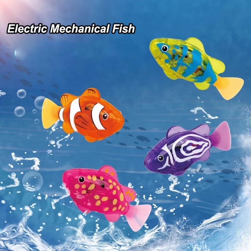 4PCS Luminous Swimming Induction Electric Fish Baby Bath Toys Water Pet Fish Swing Fish Simulation Clown Fish Children'sGifts