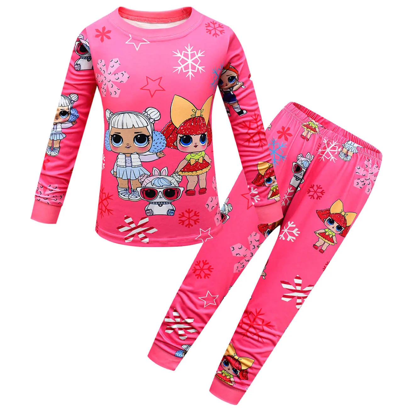 L-LOL Clothing 3 6 8 10y Kids Homewear Suit Long-sleeved Two-piece Pajamas Birthday Gift For Girls Kids autumn clothes pajamas