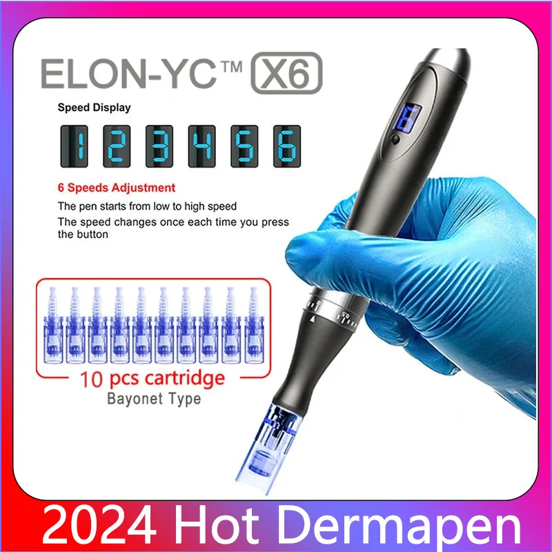 2024 Hot Elon-Yc Ultima Dermapen X6 Penna Microneedling Professionale Con 10 Cartucce Penna Derma Incredibile Penna Skin Per Viso Corpo
