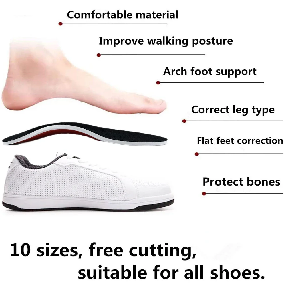 Premium Orthotic High Arch Support Insoles Gel Pad 3D Flat Feet O X Leg For Women Men Orthopedic Foot Pain Adjustable HealthCare arch support brace forefoot insoles