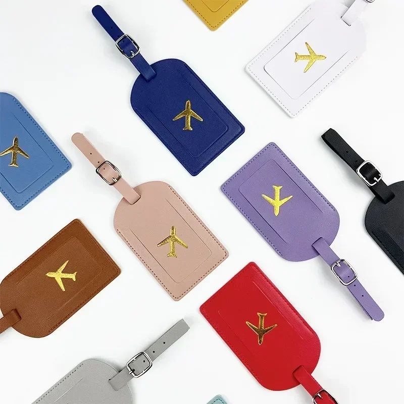 Etichetta per indirizzo valigia Custodia per imbarco per bagagli Etichetta per bagagli da lavoro in pelle stampata Etichetta Nome ID Indirizzo Clip Accessori da viaggio - immagine 3
