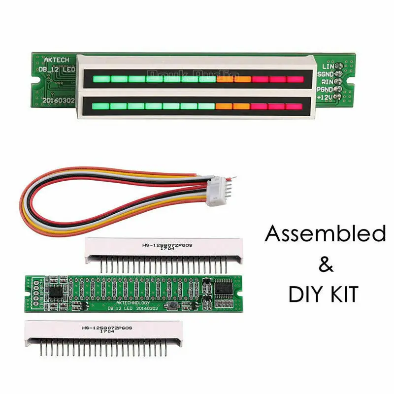 

Mini Double Dual 12-bit LED Music Level Indicator Module Adjustable Light Speed VU Meter Stereo Amplifier Board with AGC Mode