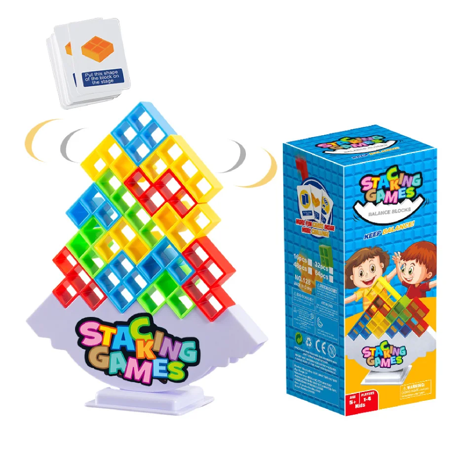 16/48Pcs Balance Stacking Board Tetra Towe Games Kids Adults Swing High Table Toys Board Assembly Brick Educational Toys For Kid building blocks toys
