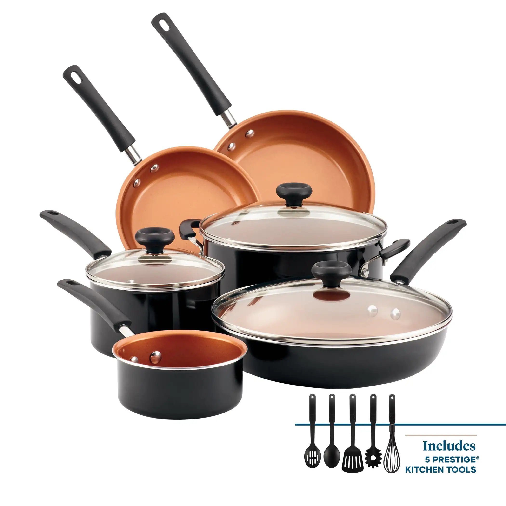 

Farberware 14 Piece Easy Clean Pro Ceramic Nonstick Pots and Pans Set, Black