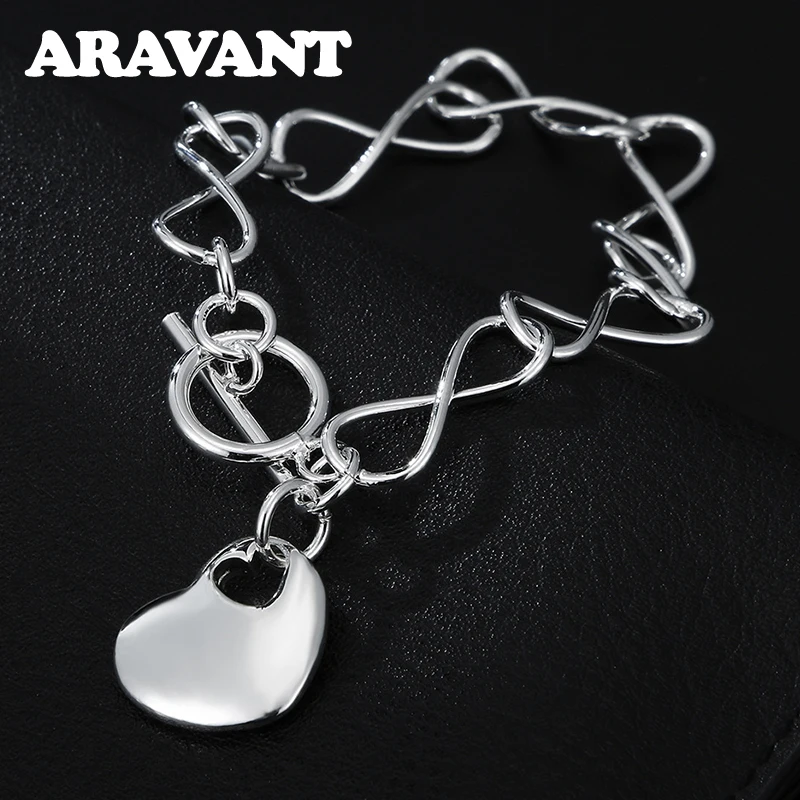 Silver Heart Charm Bracelet for Women