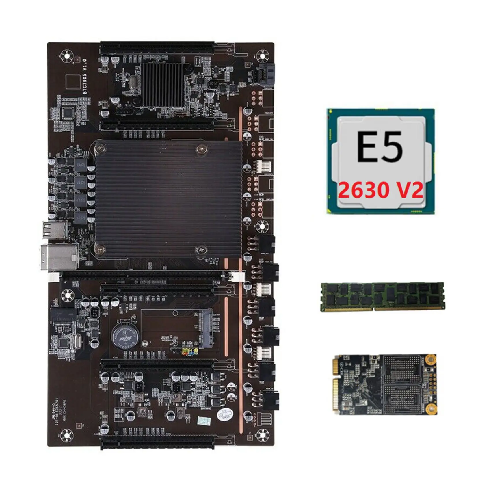 Материнская плата для майнинга BTC X79 H61 5X PCI-E 8X поддержка 3060 3070 3080 GPU с процессором E5