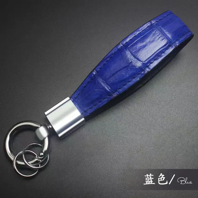 New Luxury Crocodile Leather Colorful Car Keychains Genuine Leather Key Chain Fashion Key Ring 45