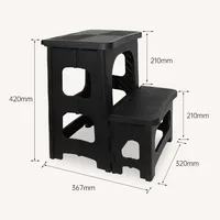 Folding 2 Step Thickened Plastic Step Stool Ladder Portable Heavy Duty Non Slip Household Kitchen Garage Car Wash Furniture 2