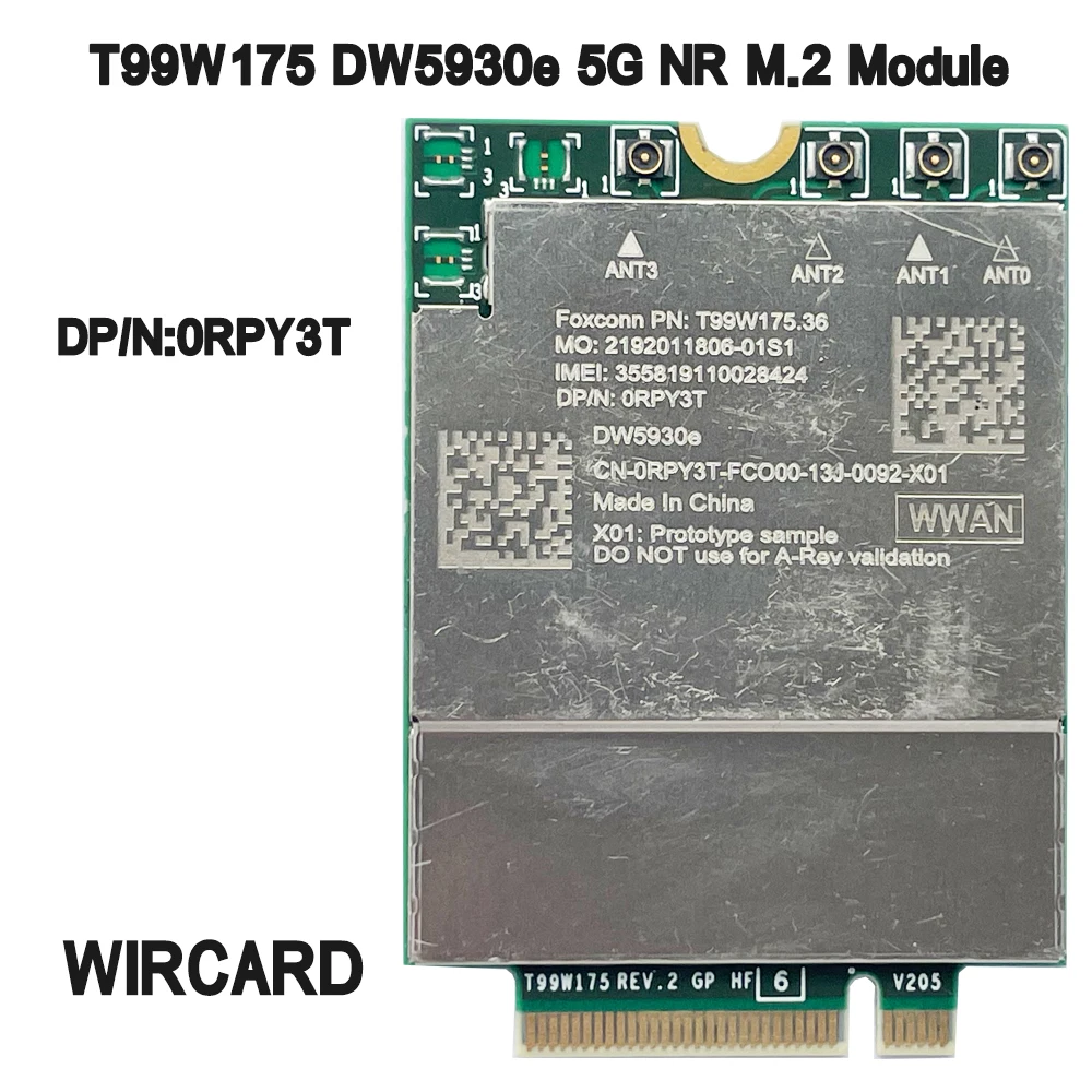 Módulo do dp n de 5g dp n 0rpy3t para a Latitude 5430 do Portátil do Dell 7330 7430 7760 9420 9520 T99w175 Dw5930e X55