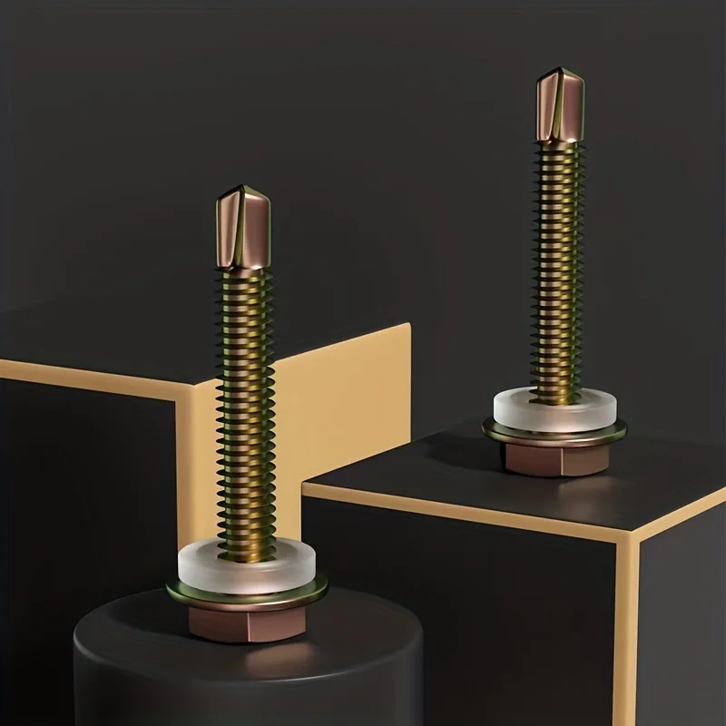 Carbon steel colored zinc hexagonal flange class A self-drilling screws with washer head and self-drilling metal for 14H