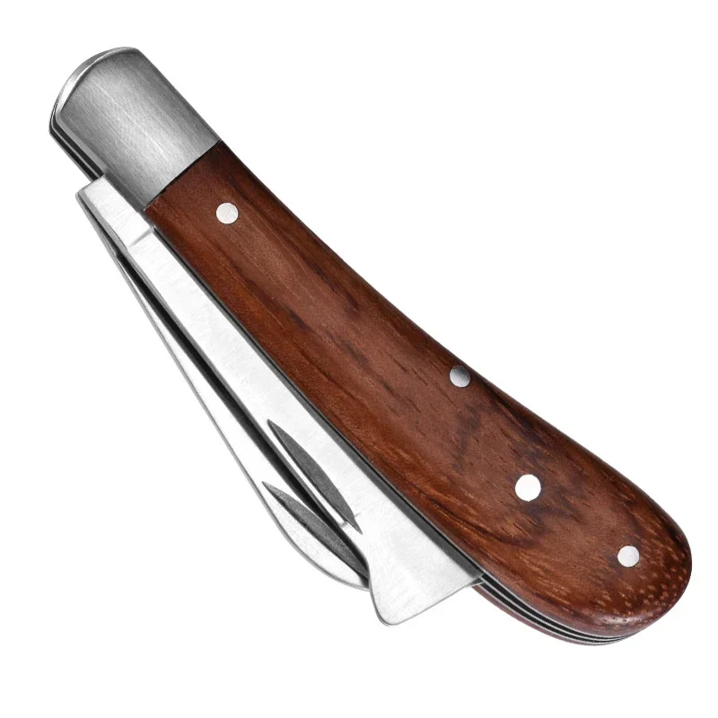 10cm Garden Grafting Knife Stainless Steel Mushroom Electrician Folding Pocket Knife EDC Hand Tool Wooden Handle Camping Gadgets folding grafting knife garden tools grafting knife