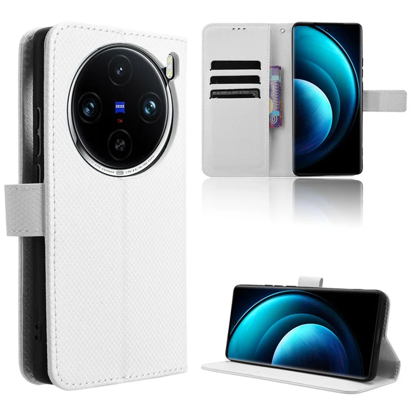 Vivo X100 Pro 5G 다이아몬드 지갑, 자력 럭셔리 가죽, 휴대폰 가방 케이스