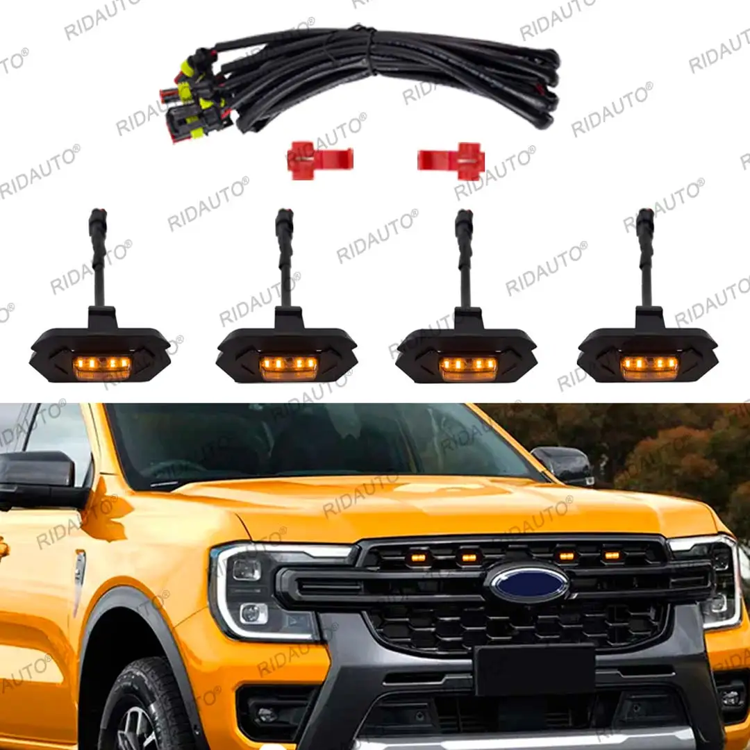 Kit De 3 Feux LED Blancs Pour Calandre Avant Ford Ranger Raptor P703 (2022-2024) - Grille Non Incluse - Réf. AAMC-AU-RAPLED-3W