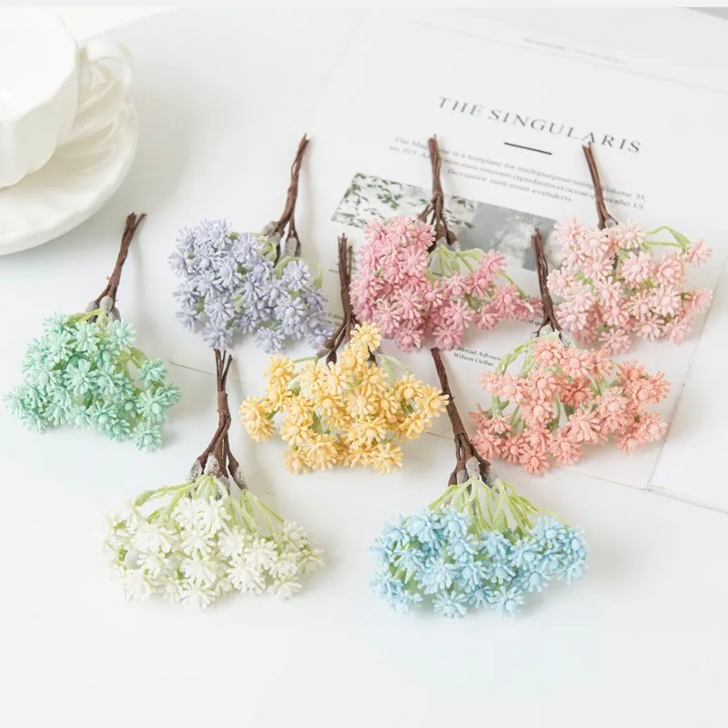 

12PCS Artificial Flowers Plastic Gypsophila Vase for Home Decor Christmas Garland Wedding Bouquet Diy Scrapbooking Fake Plants