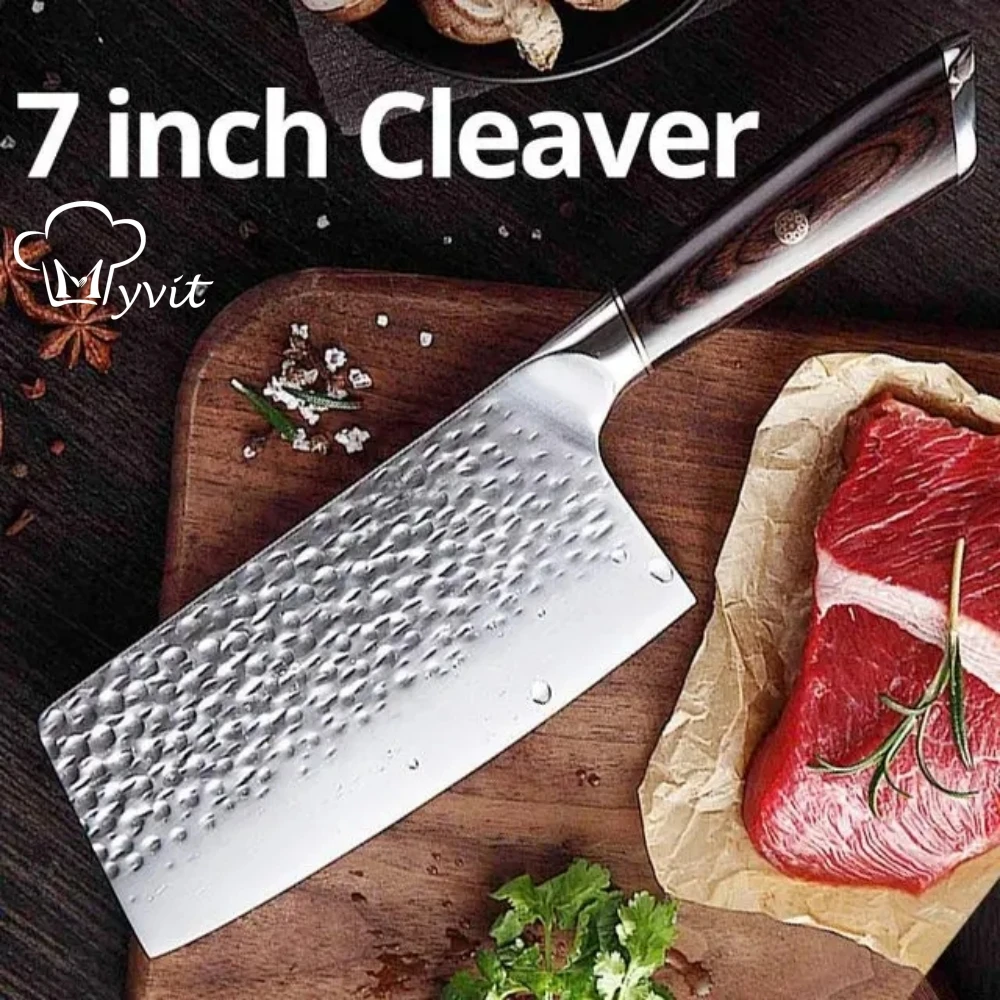 CleaverKnife7InchMeatCleaverStainlessSteelKitchenButcherKnife